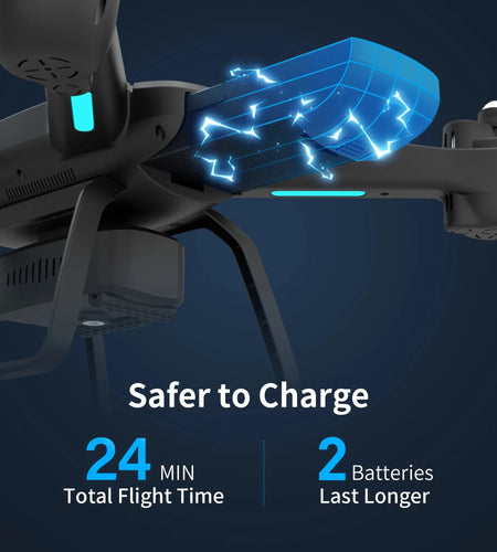 JY03 Drone with 1080P HD Camera for Adults and Kids, FPV RC Quadcopter with LED Lights and Optical Flow Sensor, 2 Batteries, Black