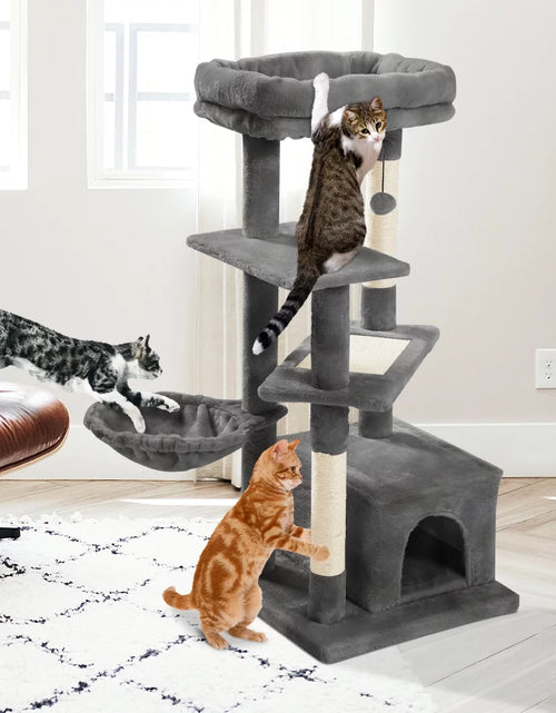 Load image into Gallery viewer, Cat Tree for Large Cats, Multi-Level Cat Tower with Sisal Covered Scratching Posts, Spacious Condo, Cozy Hammock and Plush Top Perch
