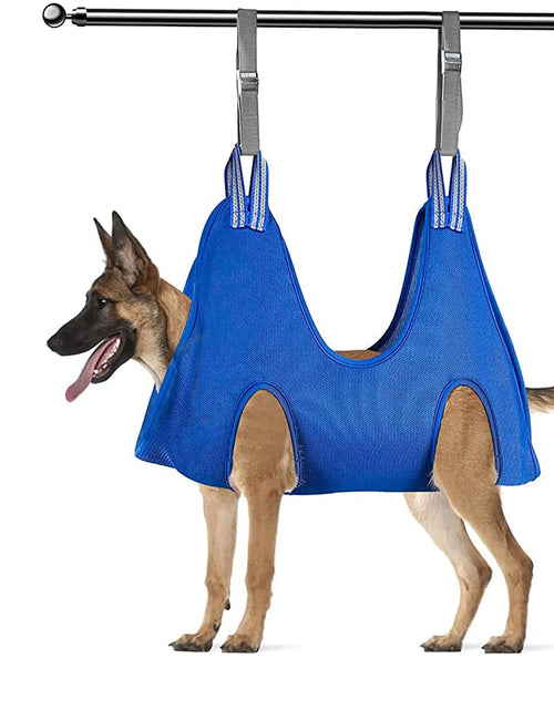Load image into Gallery viewer, Sehao Pet Grooming for Dog Grooming Harness for Nail Trimming Pet Grooming Sling Helper Holder Pet Accessories Blue L
