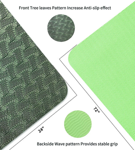 Yoga Mat 72 X 24'' Exercise Mats 8Mm TPE Non-Slip Extra Thick High-Density Eco Friendly for Yoga Workout Pilates Yoga Mats for Women Men