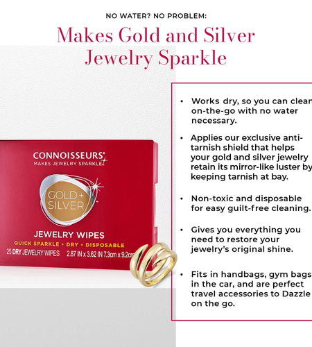 Gold & Silver Jewelry Cleaning Wipes, Red Compact, 25Ct Dry Disposable Wipes Clean and Polish Gold and Silver Jewelry