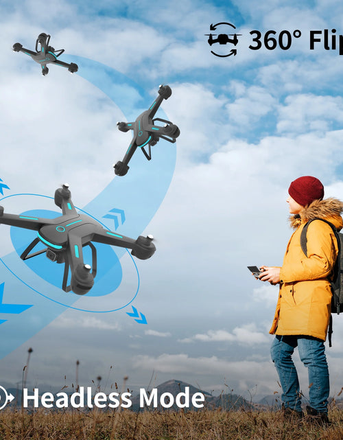 Load image into Gallery viewer, JY03 Drone with 1080P HD Camera for Adults and Kids, FPV RC Quadcopter with LED Lights and Optical Flow Sensor, 2 Batteries, Black
