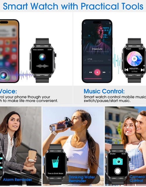 Load image into Gallery viewer, H5 Smart Watch with Bluetooth Call, IP68 Waterproof Fitness Tracker for Women and Men, Black
