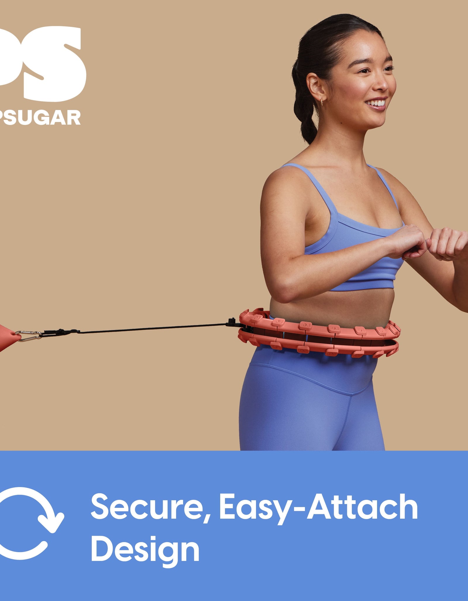 Adjustable Weighted Fitness Hoop, Coral