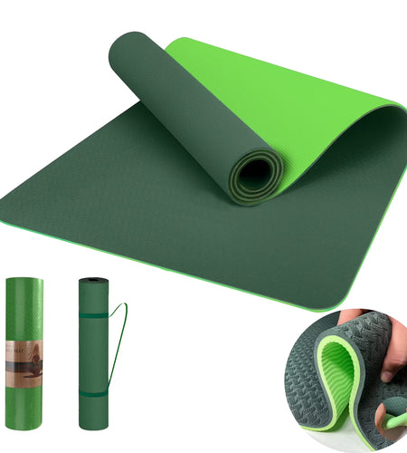 Yoga Mat 72 X 24'' Exercise Mats 8Mm TPE Non-Slip Extra Thick High-Density Eco Friendly for Yoga Workout Pilates Yoga Mats for Women Men