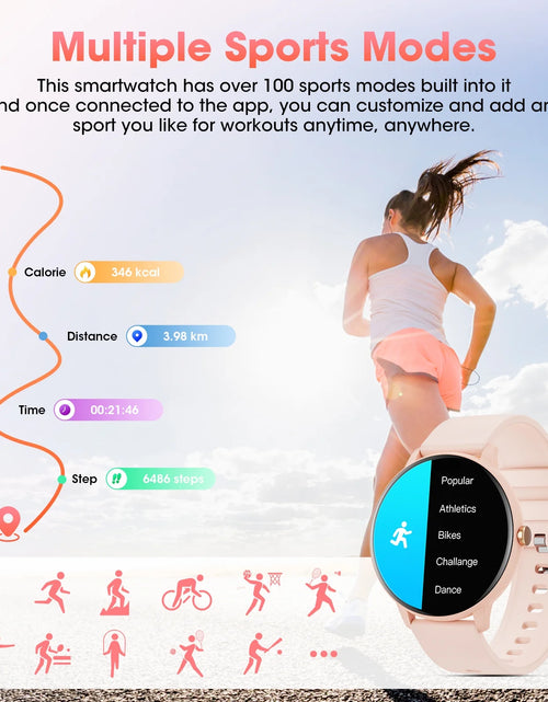 Load image into Gallery viewer, Smart Watch (Answer/Dial Call),1.39" Touch Display Fitness Tracker with Sport Modes, Smartwatch with IP68 Waterproof,Step Counter Watch Fits for Android (Pink)
