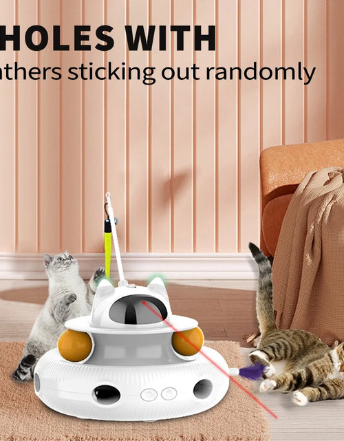 Load image into Gallery viewer, Extendable Laser Feather USB Rechargeable Cat Teaser Wand, White
