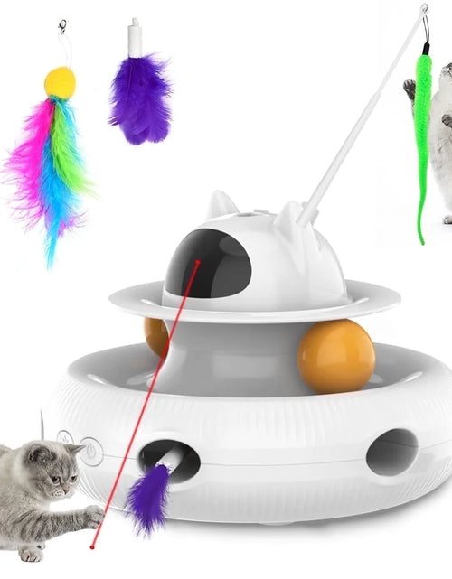 Load image into Gallery viewer, Extendable Laser Feather USB Rechargeable Cat Teaser Wand, White

