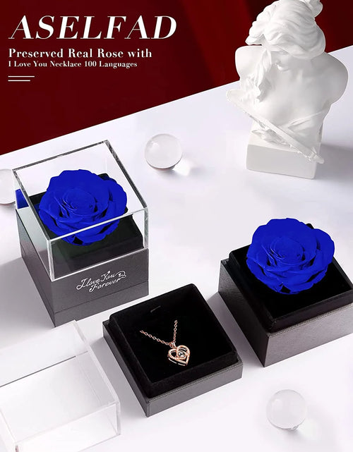Load image into Gallery viewer, Preserved Red Real Rose with I Love You Necklace in 100 Languages -Eternal Flowers Rose Gifts for Mom Wife Girlfriend on Birthday Anniversary Christmas Mothers Day Valentines Romantic Gifts for Her
