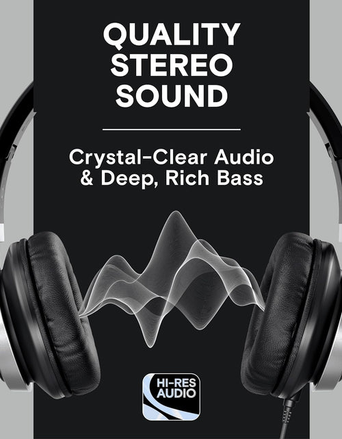 Load image into Gallery viewer, CL750 Wired Headphones with Mic &amp; Volume Control — Noise Isolating On-Ear Headphones for Computer and Laptop Wired, Plug in Corded Headphone over Ear with Wire (Foldable, Aux Jack 3.5Mm)
