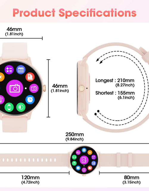 Load image into Gallery viewer, Smart Watch (Answer/Dial Call),1.39" Touch Display Fitness Tracker with Sport Modes, Smartwatch with IP68 Waterproof,Step Counter Watch Fits for Android (Pink)
