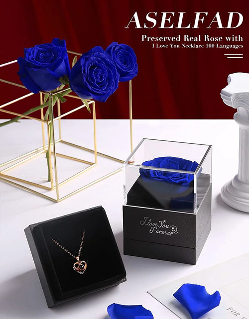 Load image into Gallery viewer, Preserved Red Real Rose with I Love You Necklace in 100 Languages -Eternal Flowers Rose Gifts for Mom Wife Girlfriend on Birthday Anniversary Christmas Mothers Day Valentines Romantic Gifts for Her
