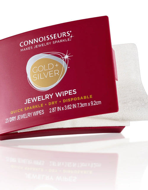 Load image into Gallery viewer, Gold &amp; Silver Jewelry Cleaning Wipes, Red Compact, 25Ct Dry Disposable Wipes Clean and Polish Gold and Silver Jewelry
