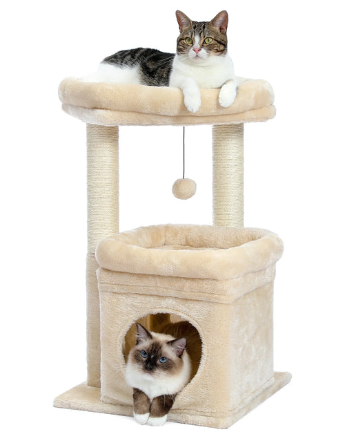 Load image into Gallery viewer, 27" Cat Tree for Medium Cats Plush Condo and Scratching Posts, Beige
