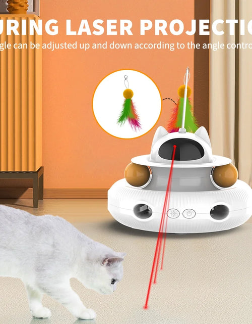 Load image into Gallery viewer, Extendable Laser Feather USB Rechargeable Cat Teaser Wand, White
