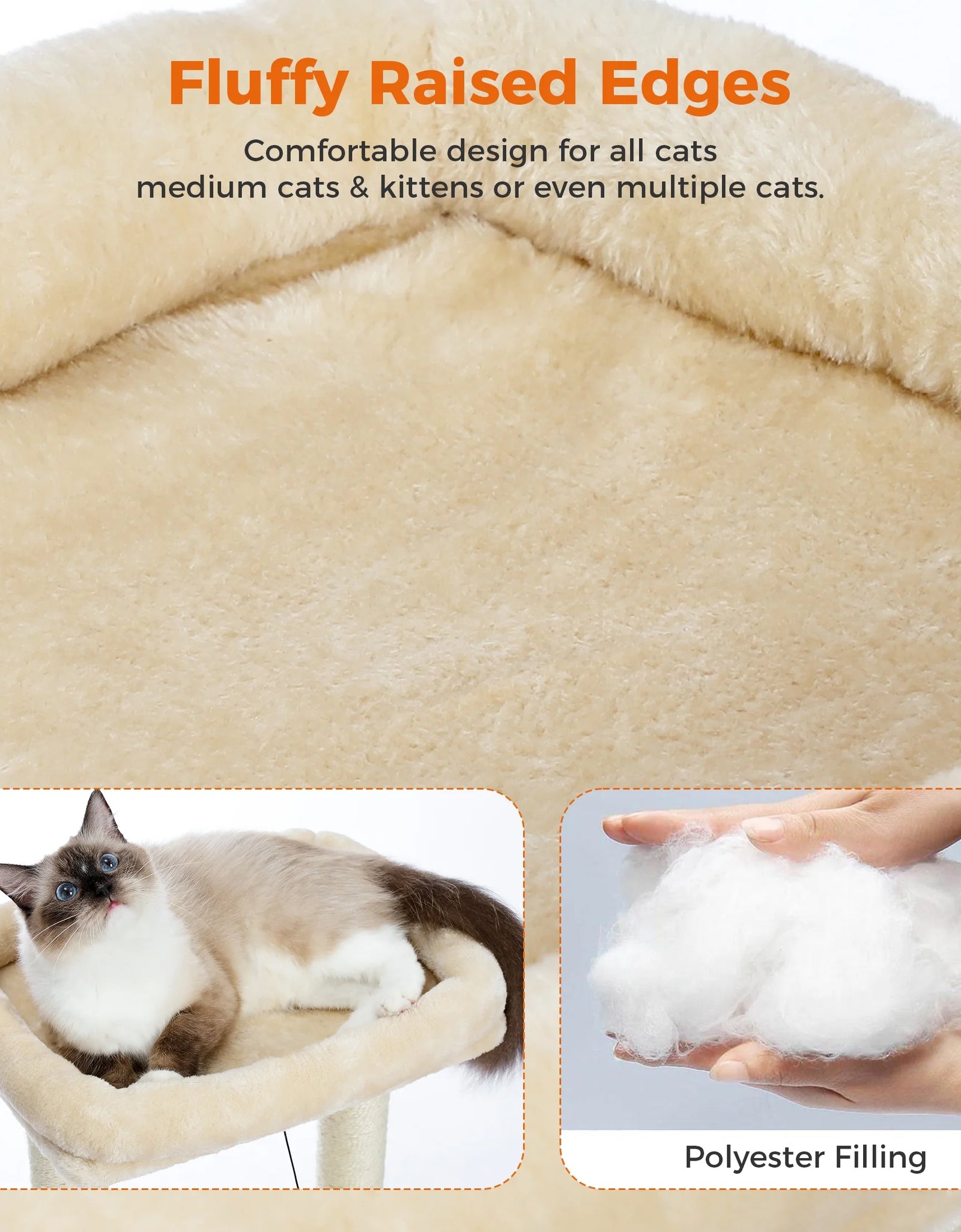 27" Cat Tree for Medium Cats Plush Condo and Scratching Posts, Beige