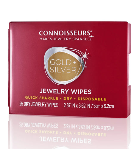 Gold & Silver Jewelry Cleaning Wipes, Red Compact, 25Ct Dry Disposable Wipes Clean and Polish Gold and Silver Jewelry