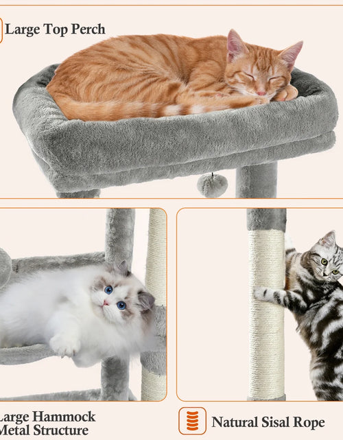 Load image into Gallery viewer, Cat Tree for Large Cats, Multi-Level Cat Tower with Sisal Covered Scratching Posts, Spacious Condo, Cozy Hammock and Plush Top Perch

