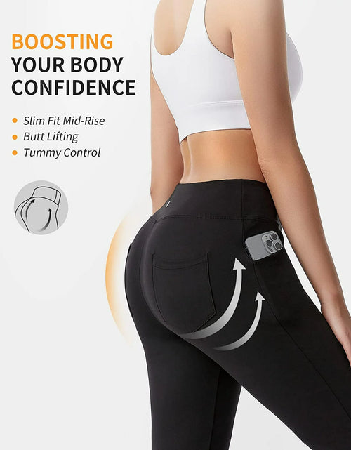 Load image into Gallery viewer, Flare Leggings for Women, Bootcut Yoga Pants with Pockets, Tummy Control Workout Pants Non-See-Through
