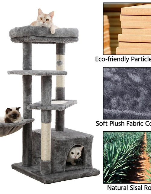 Load image into Gallery viewer, Cat Tree for Large Cats, Multi-Level Cat Tower with Sisal Covered Scratching Posts, Spacious Condo, Cozy Hammock and Plush Top Perch
