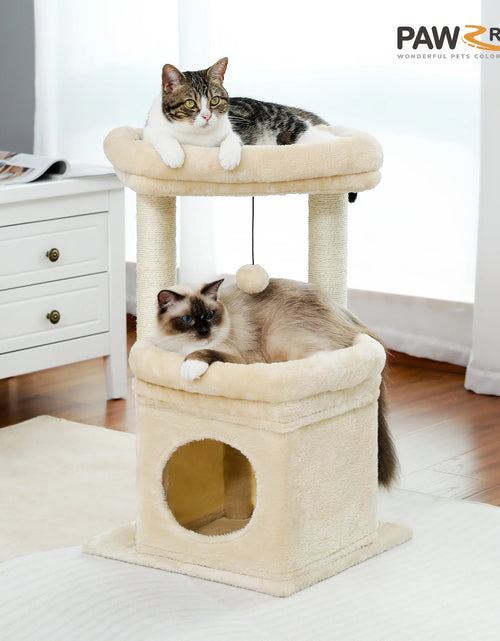 Load image into Gallery viewer, 27" Cat Tree for Medium Cats Plush Condo and Scratching Posts, Beige
