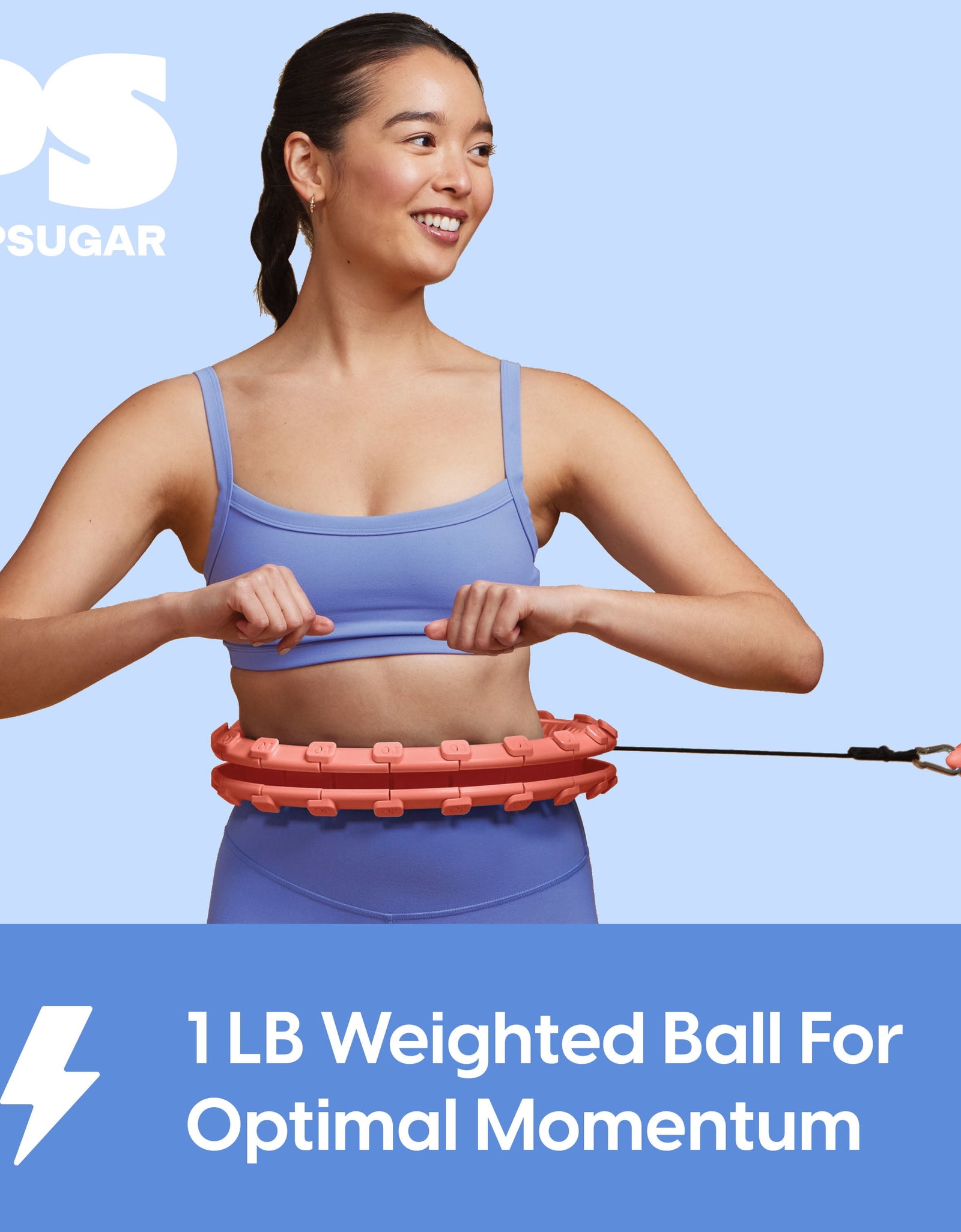 Adjustable Weighted Fitness Hoop, Coral