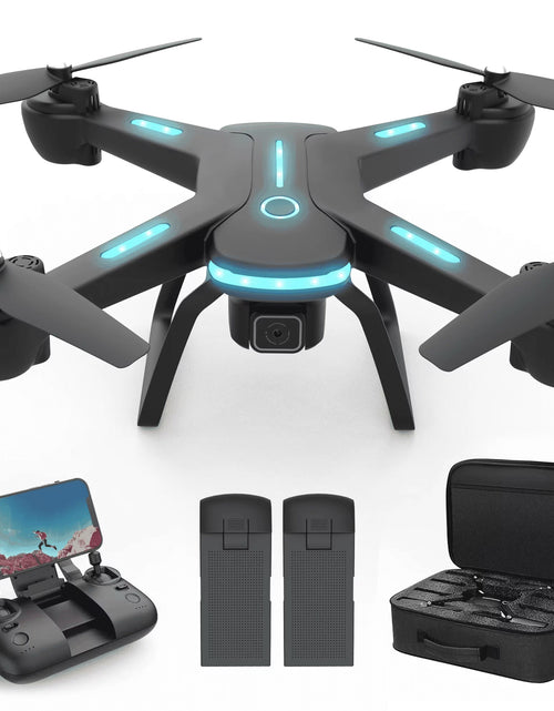 Load image into Gallery viewer, JY03 Drone with 1080P HD Camera for Adults and Kids, FPV RC Quadcopter with LED Lights and Optical Flow Sensor, 2 Batteries, Black

