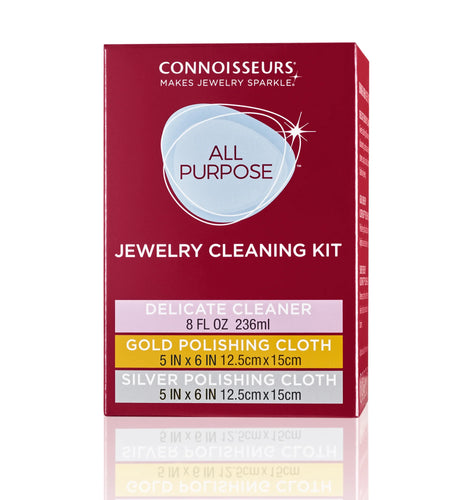 All-Purpose Jewelry Cleaning Kit with Cleaner Solution and Polishing Cloths