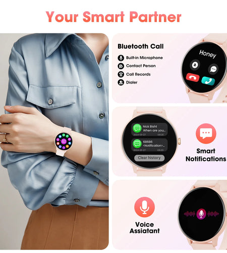 Smart Watch (Answer/Dial Call),1.39" Touch Display Fitness Tracker with Sport Modes, Smartwatch with IP68 Waterproof,Step Counter Watch Fits for Android (Pink)