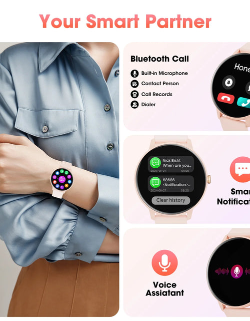 Load image into Gallery viewer, Smart Watch (Answer/Dial Call),1.39" Touch Display Fitness Tracker with Sport Modes, Smartwatch with IP68 Waterproof,Step Counter Watch Fits for Android (Pink)
