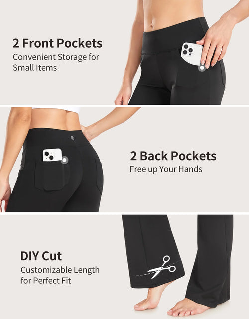 Load image into Gallery viewer, Flare Leggings for Women, Bootcut Yoga Pants with Pockets, Tummy Control Workout Pants Non-See-Through
