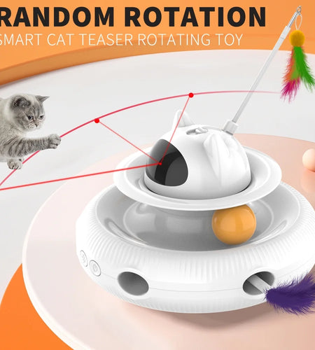 Extendable Laser Feather USB Rechargeable Cat Teaser Wand, White