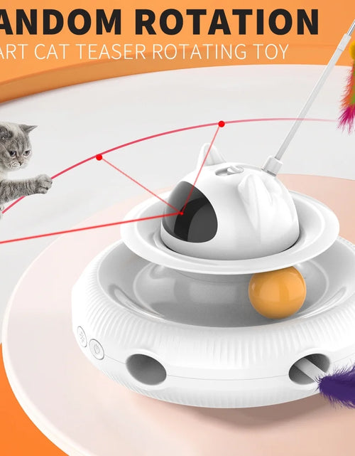 Load image into Gallery viewer, Extendable Laser Feather USB Rechargeable Cat Teaser Wand, White
