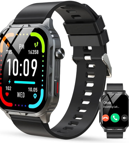 H5 Smart Watch with Bluetooth Call, IP68 Waterproof Fitness Tracker for Women and Men, Black