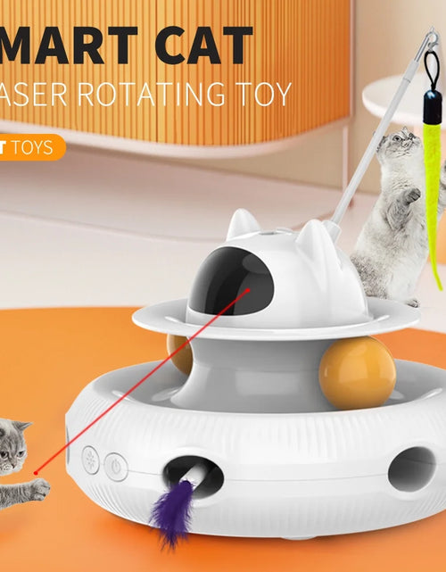 Load image into Gallery viewer, Extendable Laser Feather USB Rechargeable Cat Teaser Wand, White
